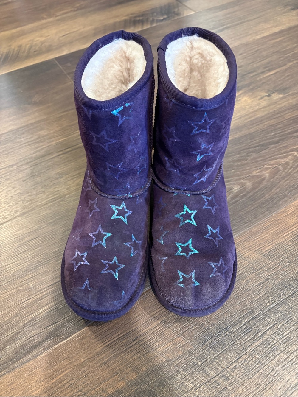UGG Kids Purple Suede Star-Print Boots